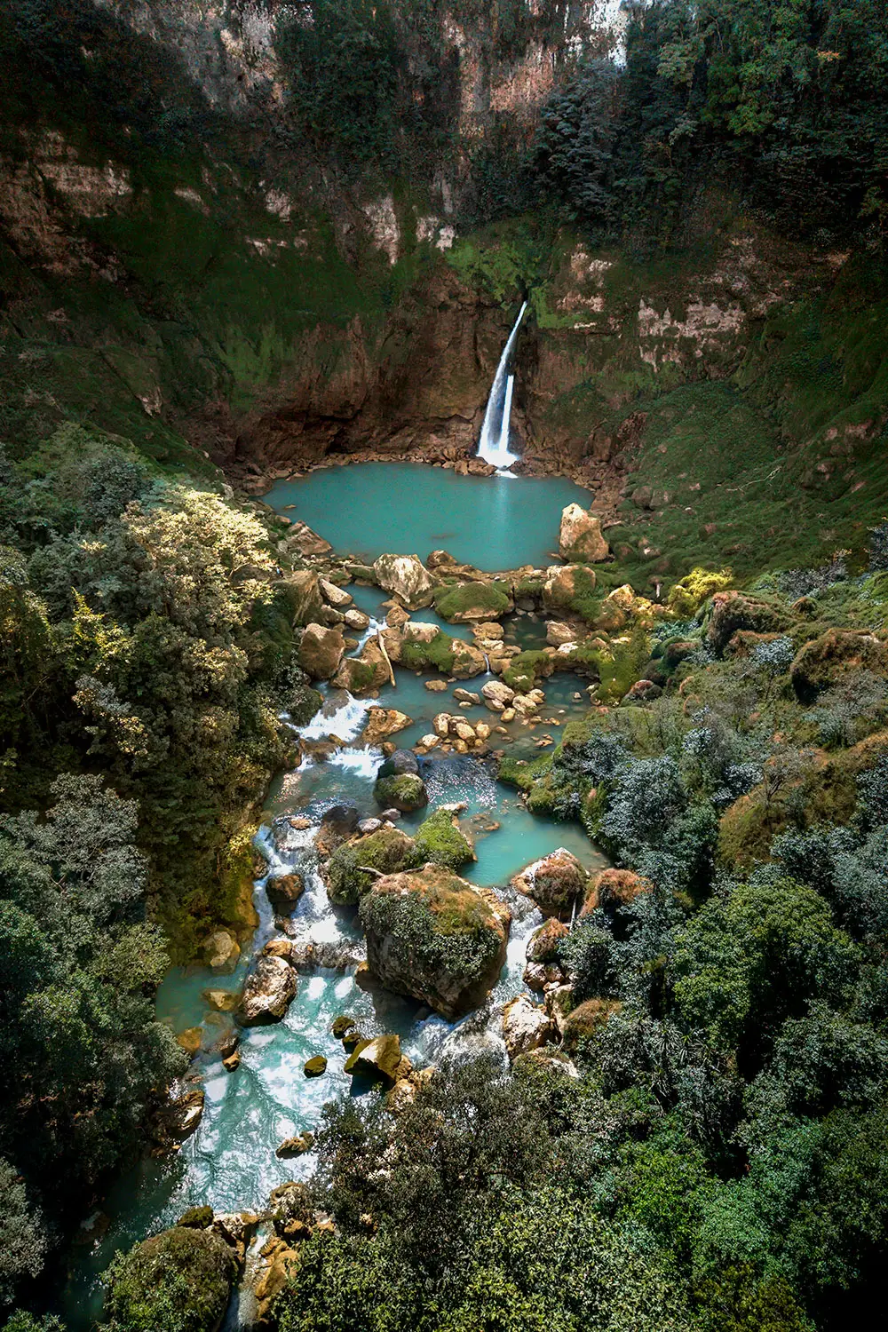 Blue Waterfall Aerial Sumba Island 2