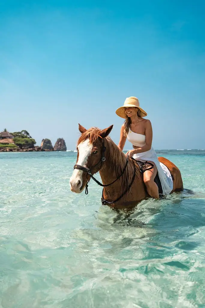 Sumba hotel swimming with horses